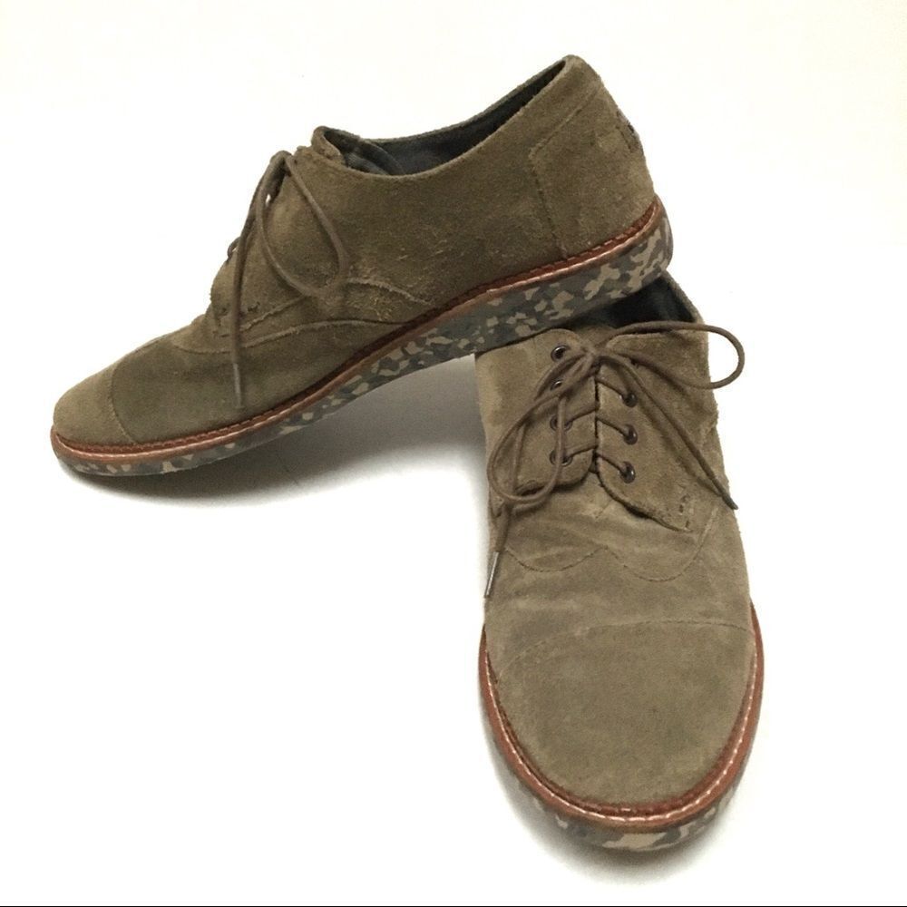 Toms camo wing tip suede oxford loafers 12‎